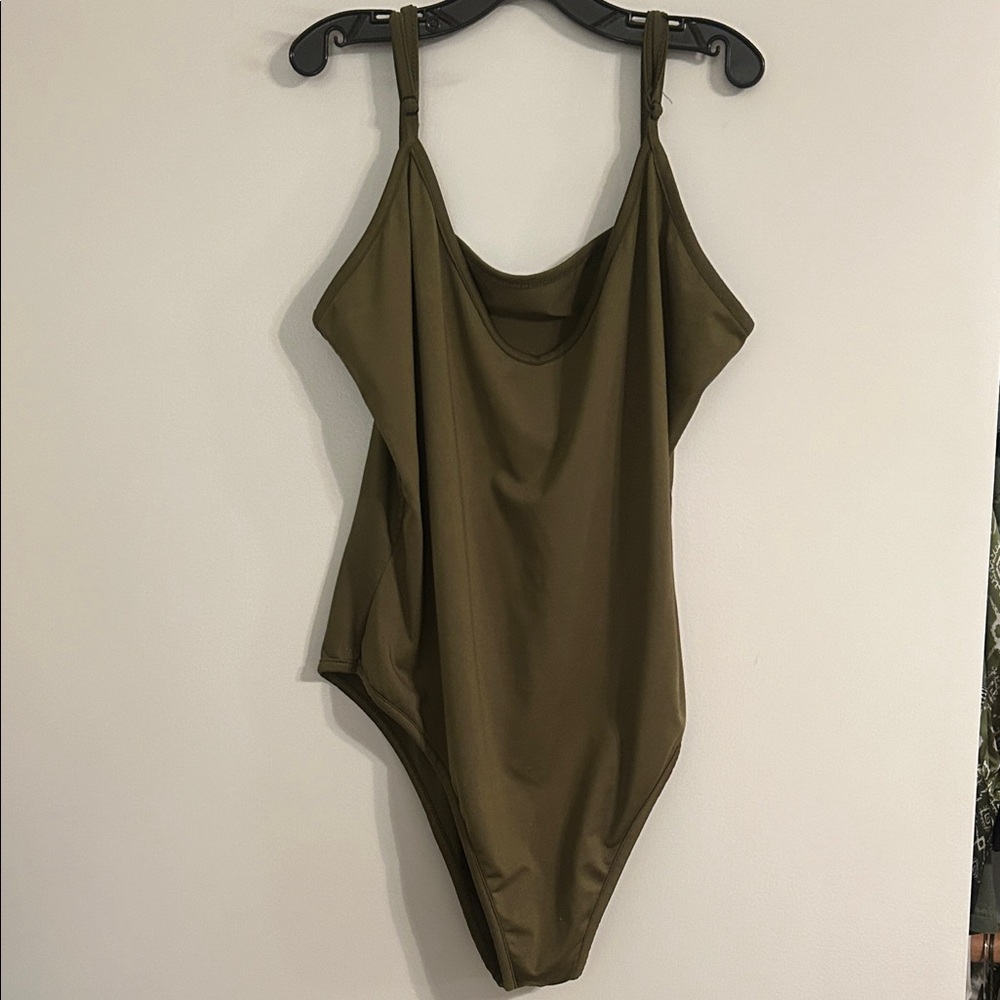 Olive Green One-Piece Swimsuit